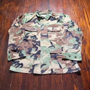 Military Jacket Men Medium Regular Woodland Camo Combat Coat Ripstop Hot Weather